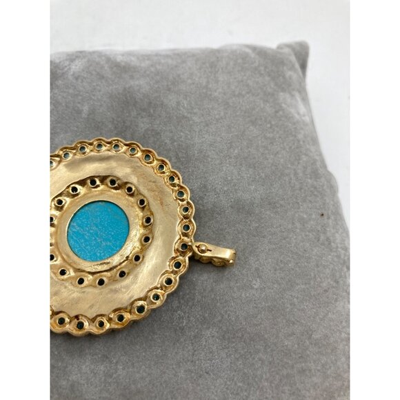 Ross-Simons Sterling Silver Vermeil Pendant With Blue Center and Blue Topaz - Picture 4 of 6